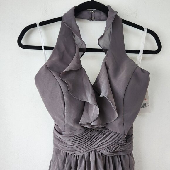 NWT Christina Wu Occasions Charcoal Grey Short Bridesmaids Dress Cocktail 8 - Picture 2 of 7